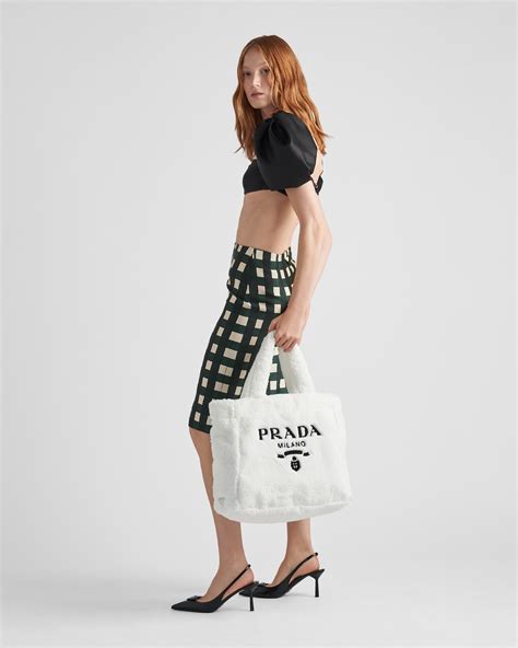 prada terry cloth bag black|White/black Terry tote bag .